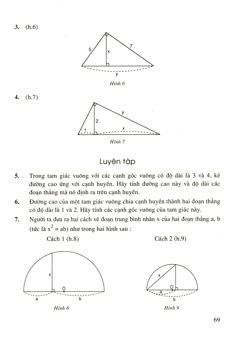 Một số hệ thức về cạnh và đường cao trong tam giác vuông